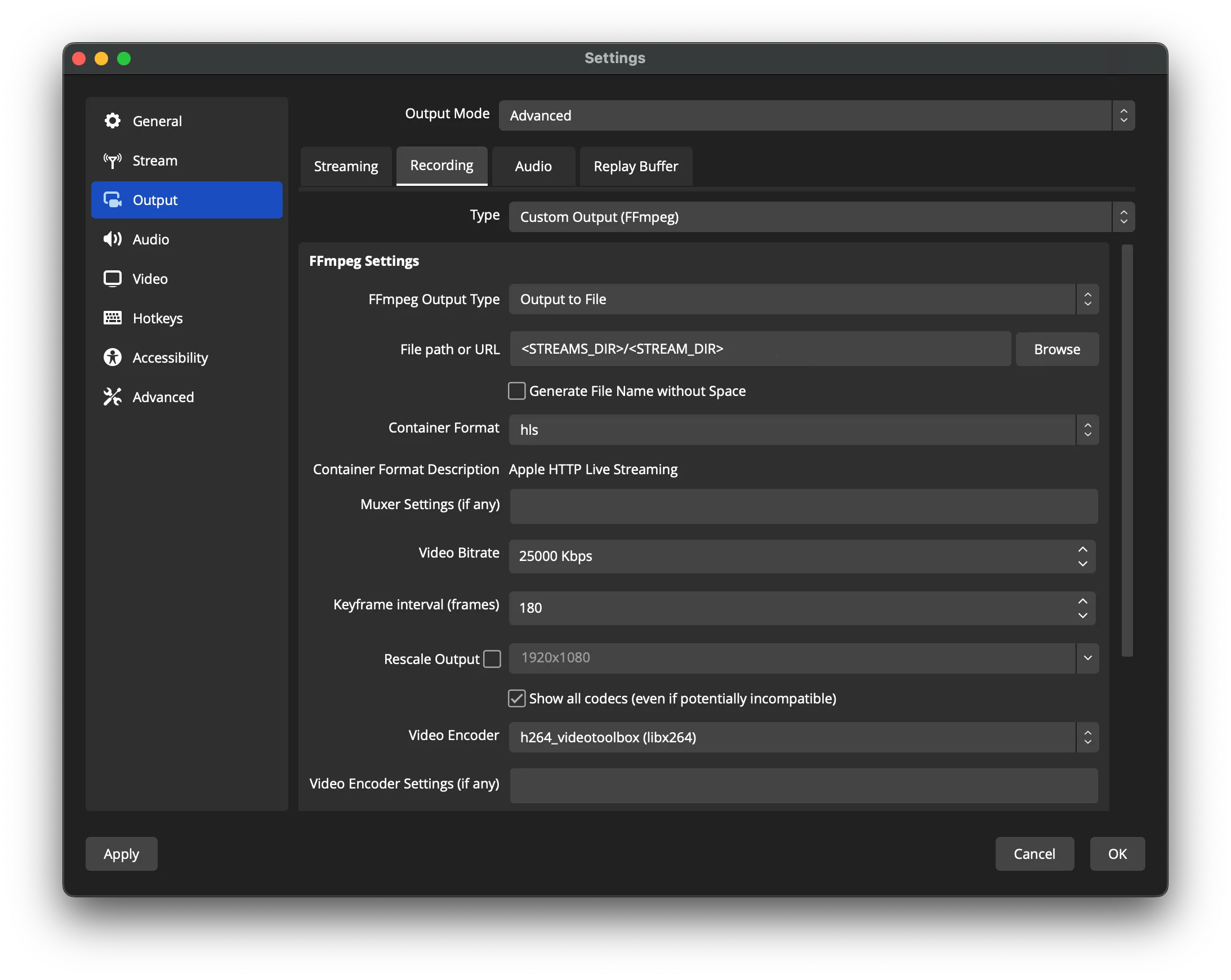 OBS Split streams by subdirs